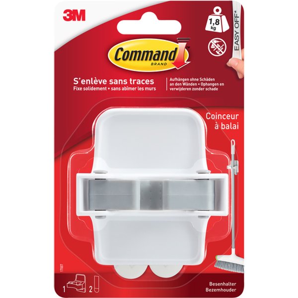 Bezemhouder Command inclusief bevestigingsstrip wit