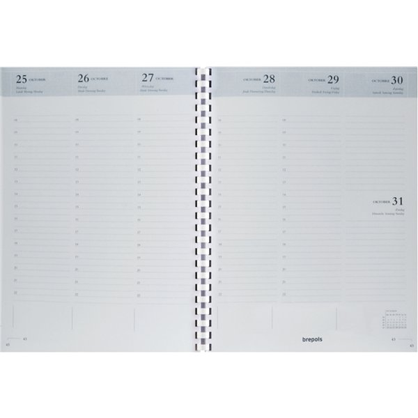 Agendavulling 2027 Brepols Timing 7dagen/2pagina's spiraal wit