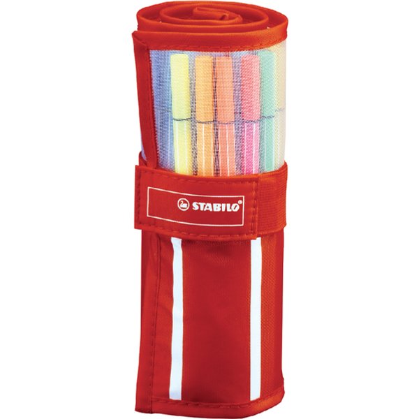 Fineliner STABILO pen 68/30 rollerset rood assorti set à 30 stuks