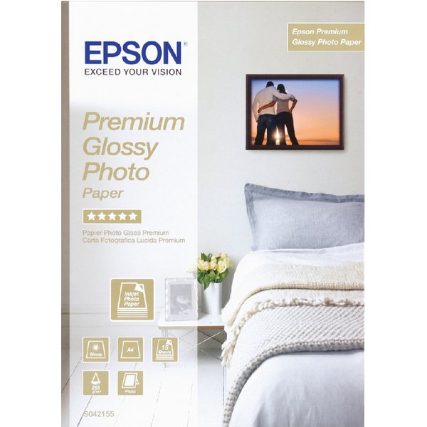 Inkjetpapier Epson S042155 A4 premium glans 225gr 15 vel