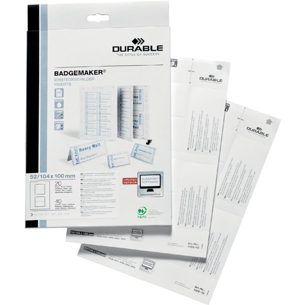 Badgekaart Durable 1420 bedrukbaar A6 80 stuks