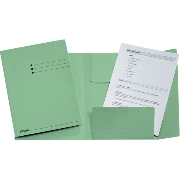 Dossiermap Esselte A4 3 kleppen manilla 275gr groen