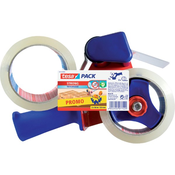 Handdozensluiter Tesa met 2 rollen 66mx50mm transparant