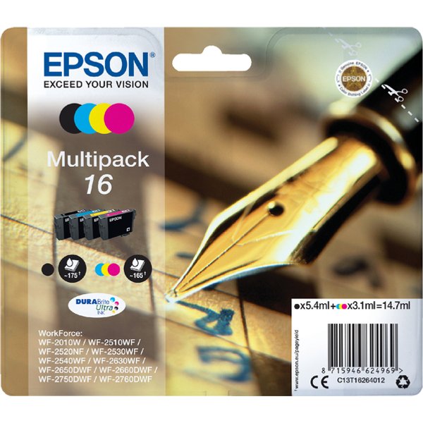 Inktcartridge Epson 16 T1626 zwart + 3 kleuren