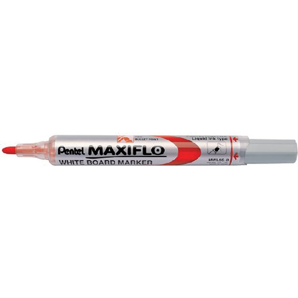 Whiteboardmarker Pentel MWL5S Maxiflo rond 1mm rood