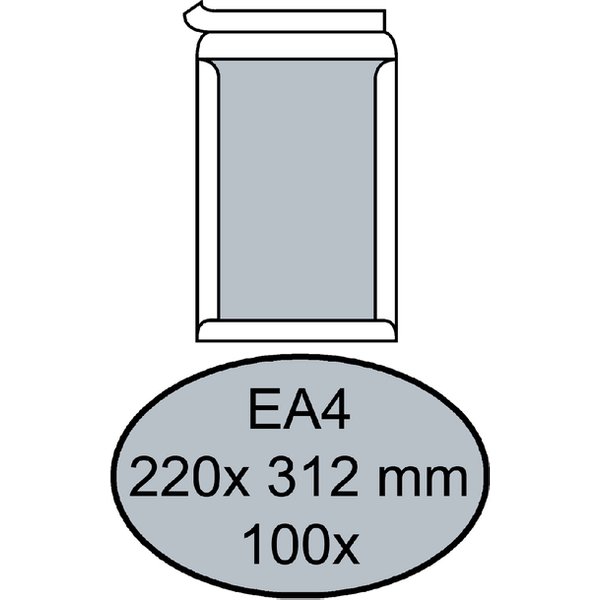Envelop Quantore bordrug EA4 220x312mm zelfklevend wit 100 stuks
