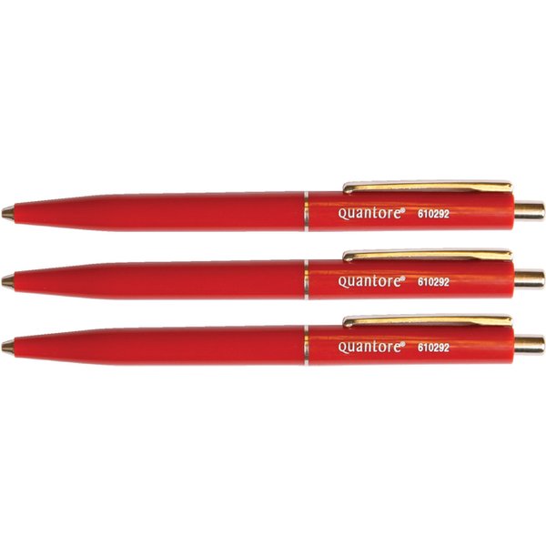 Balpen Quantore drukknop met metalen clip rood medium