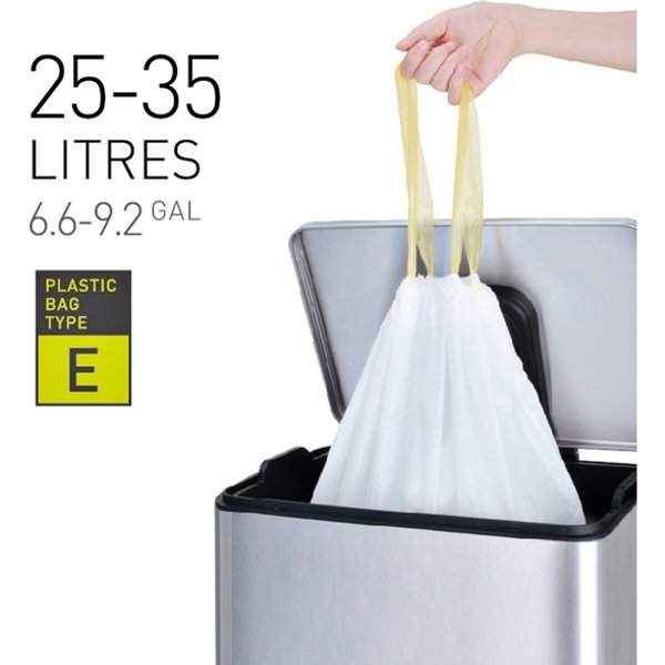 Afvalzak EKO MDPE type E met trekband 55x70cm 25-35L wit rol à 12 stuks