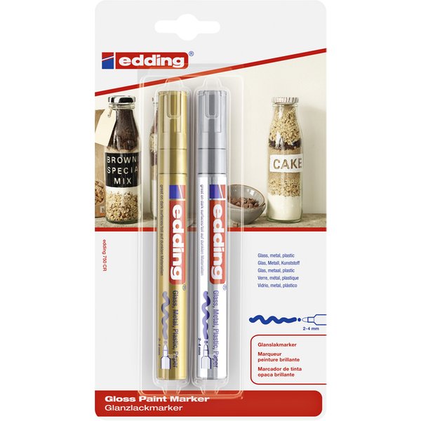 Edding 750 4-750-2-1-53-54 Lakmarker Goud, Zilver 2 mm, 3 mm, 4 mm