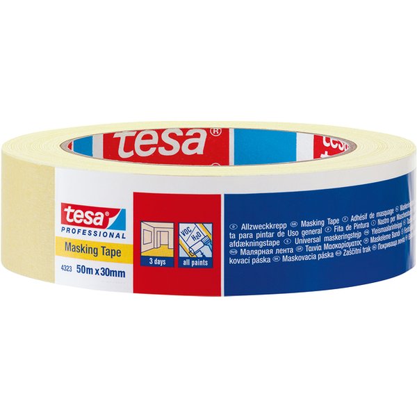 Afplaktape tesa® Professional 4323 19mmx50m lichtcrème