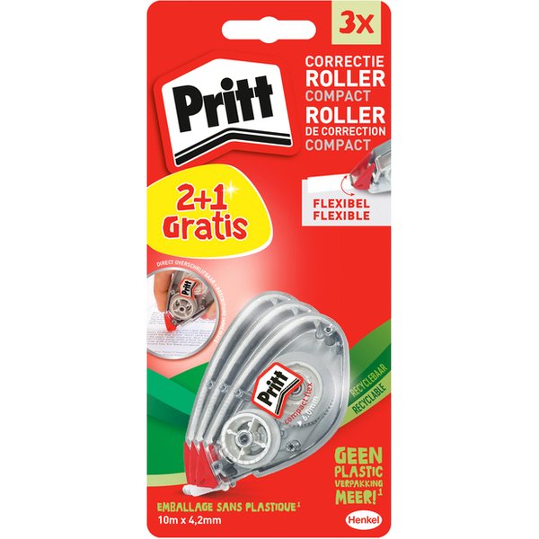 Correctietape Pritt compact flex 4.2mm x 10m blister 2+1 gratis