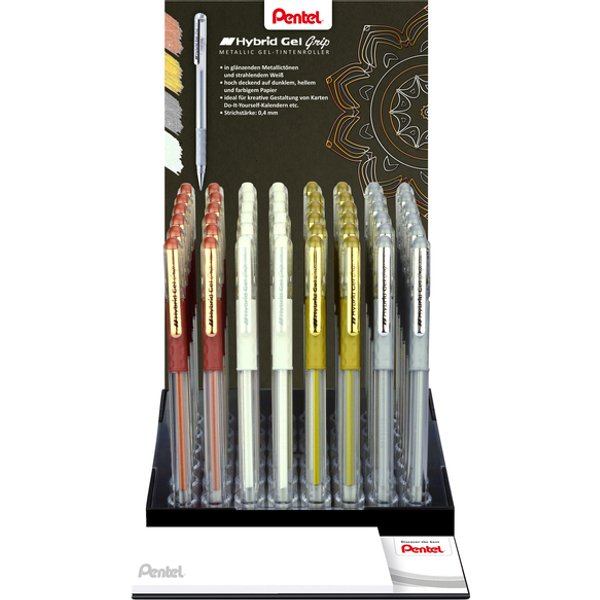 Gelschrijver Pentel K118 Grip medium assorti 4 kleuren