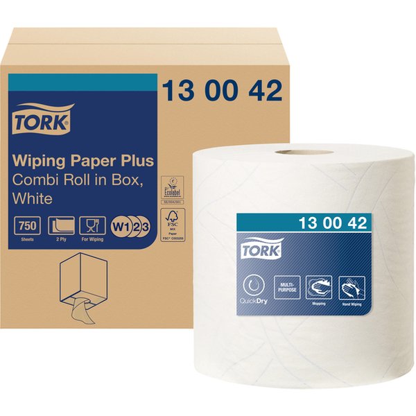 Poetspapier Tork Wiping Plus Combi W1/2/3 multifunctioneel 255m wit 130042