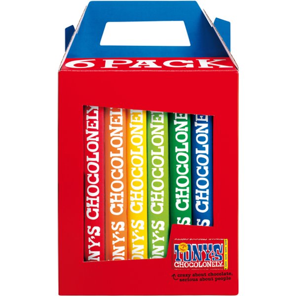 Chocolade Tony's Chocolonely Rainbowpack Classic 6 repen à 180gr