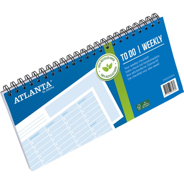 Things to do Djois Atlanta recycled papier Weekly 297x150mm 60vel 70gr landscape blauw