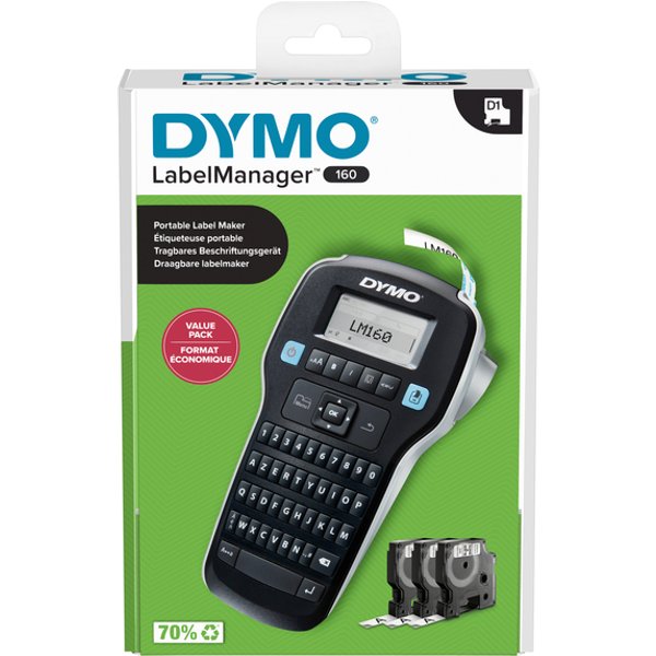 Labelprinter Dymo LabelManager 160 draagbaar azerty 12mm zwart valuepack