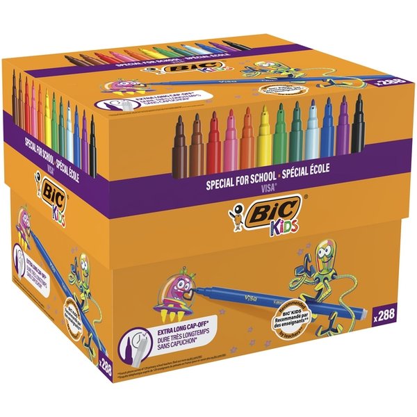 Kleurstiften BicKids visa fijn assorti schoolbox à 288 stuks