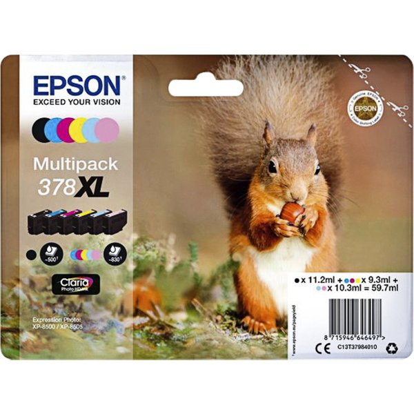 Epson Inktcartridge T3798, 378XL Origineel Combipack Zwart, Cyaan, Magenta, Geel, Foto cyaan, Foto magenta C13T37984010