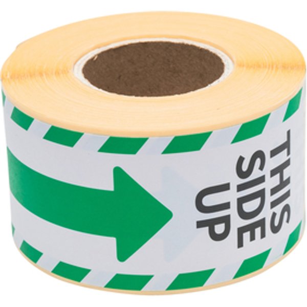 Waarschuwingsetiket Rillprint 46x125mm this side up wit groen 250 stuks