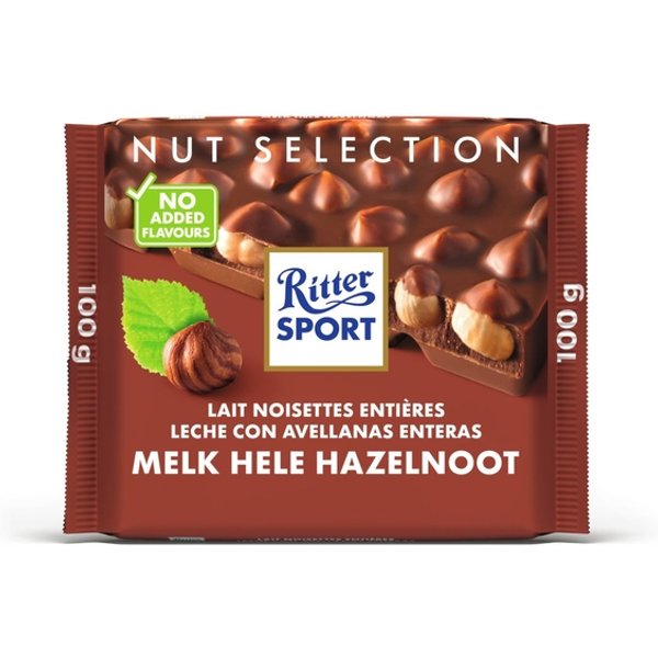 Chocolade Ritter Sport melk-hele hazelnoot 100gr