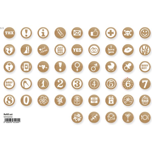 Mini Woodies refill set met 250 ministempel