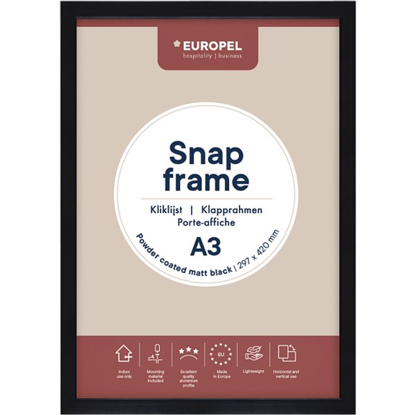 Kliklijst Europel A3 25mm mat zwart