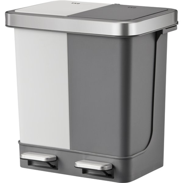 Pedaalemmer EKO Hana Duo Recycling 2x10 liter grijs wit