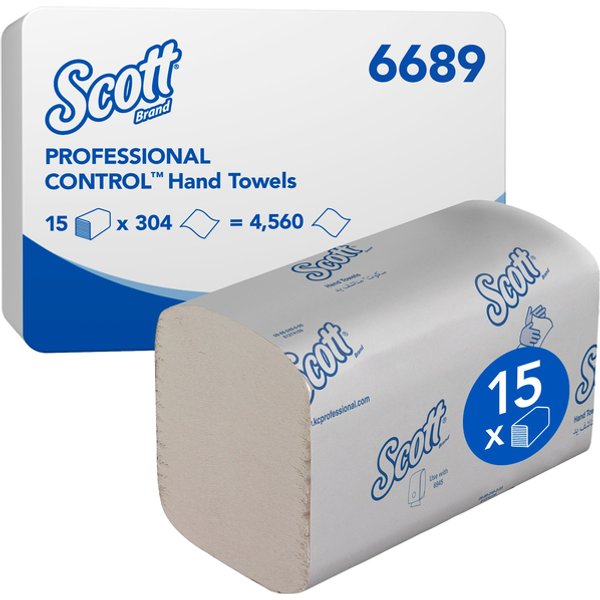 Handdoek Scott Control i-vouw 1-laags 200x210mm 15x304 vel wit 6689
