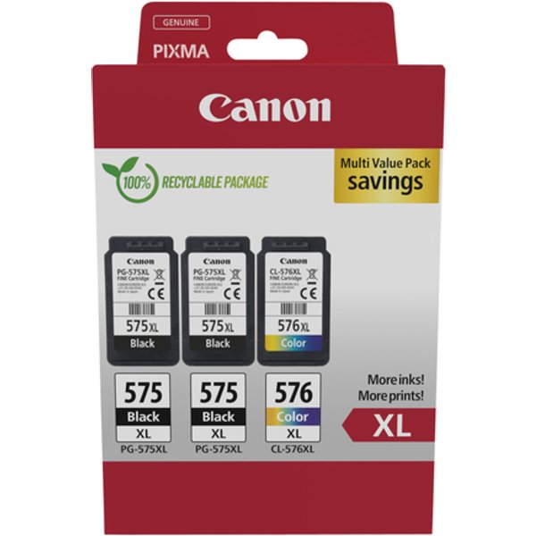 Inktcartridge Canon PG-575XL + CL-576XL 2x zw+kleur