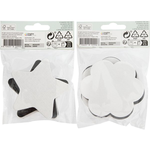 Canvas Nassau fine art ster en bloem 7,5cm magnetisch 4 stuks