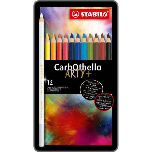Kleurpotloden STABILO CarbOthello kalkpastel assorti blik à 12 stuks