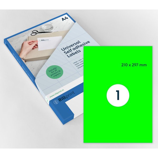 Etiket Rillprint 210x297mm fluor groen 100 stuks