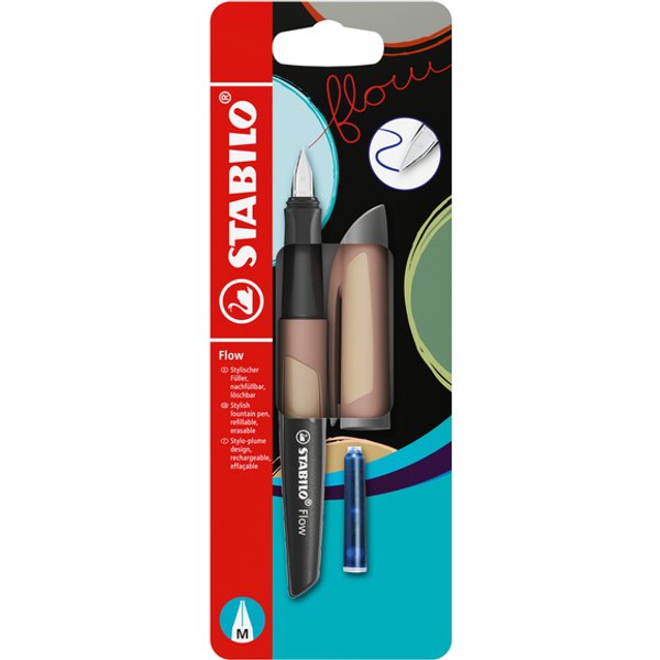 Vulpen STABILO Flow medium lichtbruin blister à 1 stuk