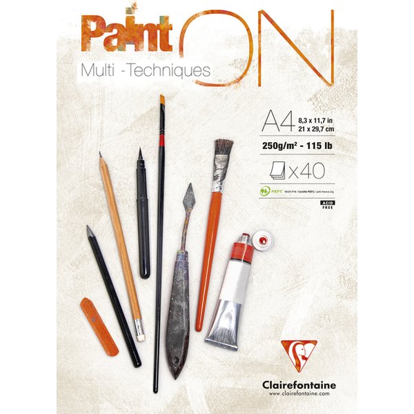 Tekenblok Clairefontaine Paint On A4 40 vel 250gr
