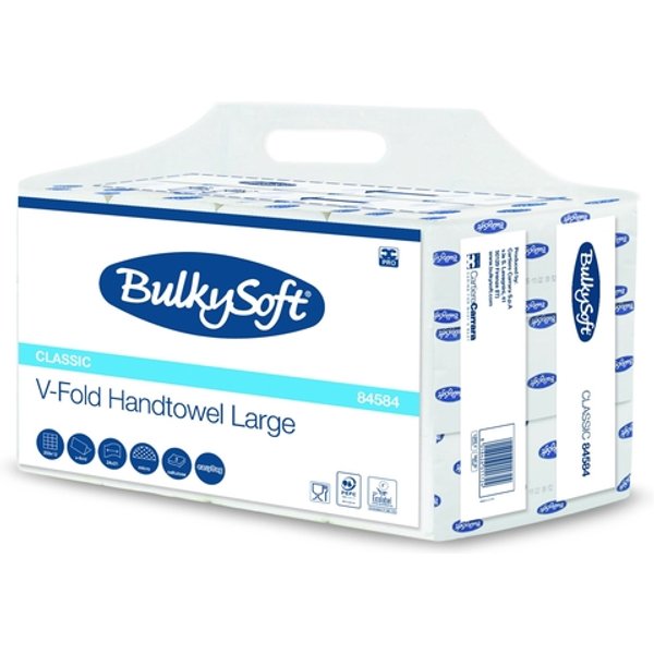 Handdoek BulkySoft Classic v-vouw 2-laags 240x210mm 12x250 vel wit 84584