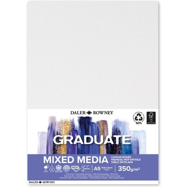 Canvasboard Daler-Rowney Graduate mixed media A5 wit