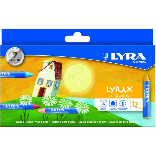 Waskrijt LYRA Lyrax Wax Giants set à 12 kleuren