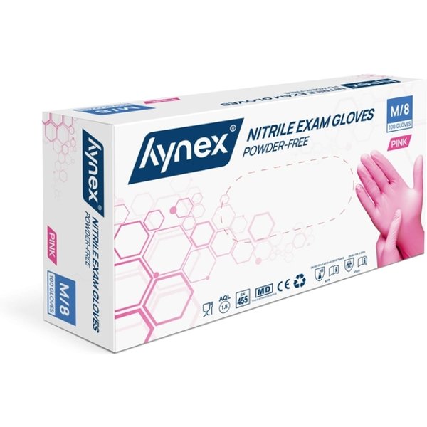 Handschoen Hynex nitril M roze 3.5gr 100 stuks