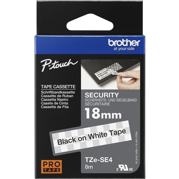 Labeltape Brother P-touch TZe-SE4 veiligheidstape 18mm zwart op wit