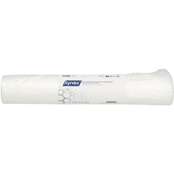 Afvalzak Hynex 50x55cm HDPE recycled T15 25L transparant rol à 50 stuks