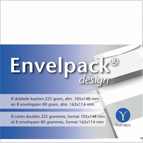 Dubbele kaart Papyrus Envelpack Design C6 114x162mm wit 894436 set van 8