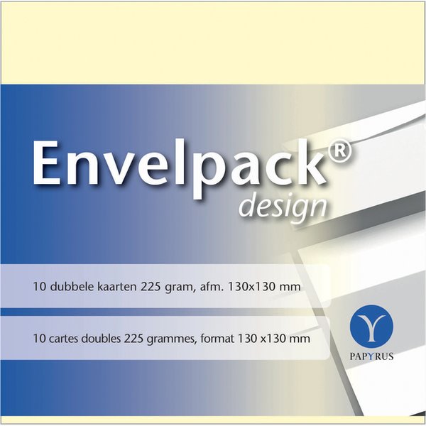 Dubbele kaart Papyrus Envelpack Design vierkant 130x130mm ivoor 894460 set van 10