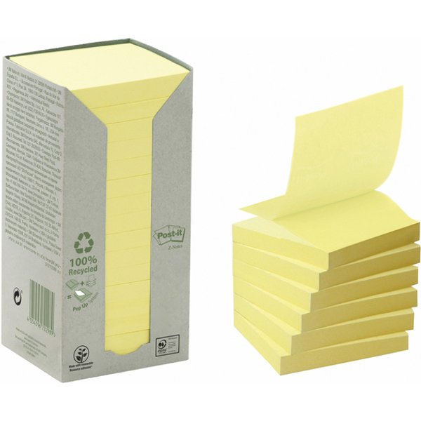 Memoblok 3M Post-it Z-Note R330 76x76mm recycled geel