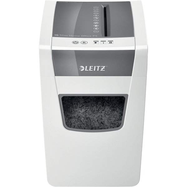 Leitz IQ Slim Home Office P4 Papierversnipperaar 10 vellen Cross cut 4 x 28 mm P-4 23 l Ook geschikt voor Nietjes, Paperclips