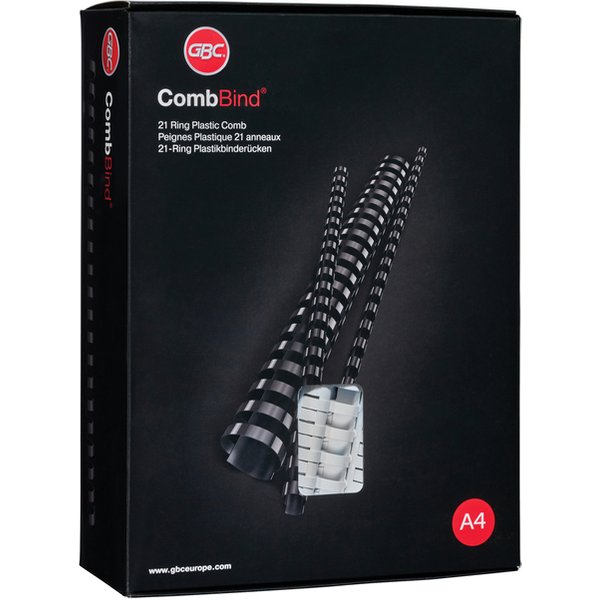 Bindrug GBC 22mm 21rings A4 zwart 100 stuks