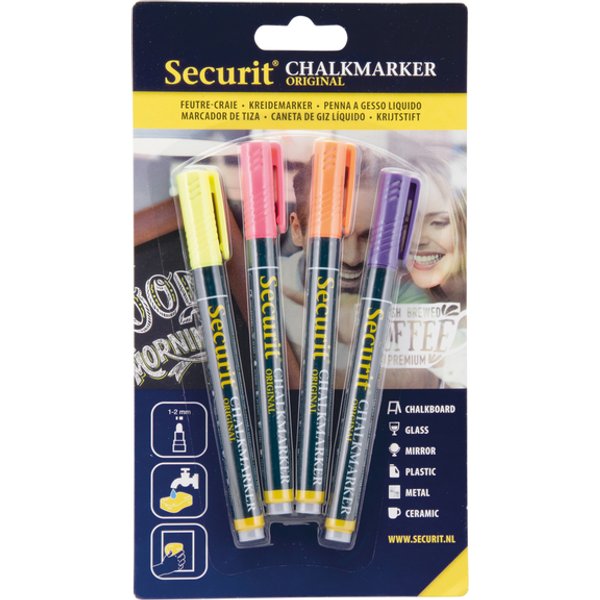 Krijtstift Securit SMA-100 rond ass 1-2mm blister à 4st