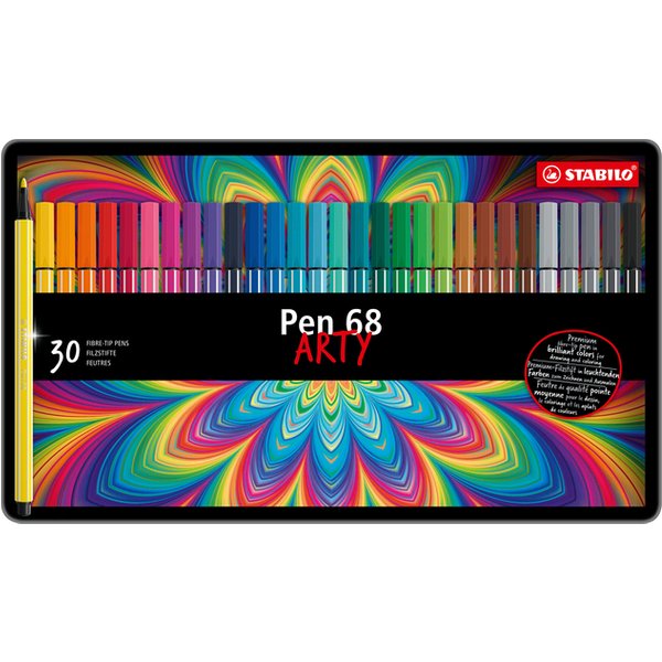 Viltstift STABILO Pen 68/30 Arty medium assorti blik à 30 stuks