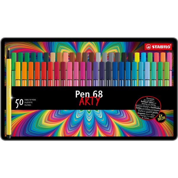 Viltstift STABILO Pen 68/50 Arty medium assorti blik à 50 stuks