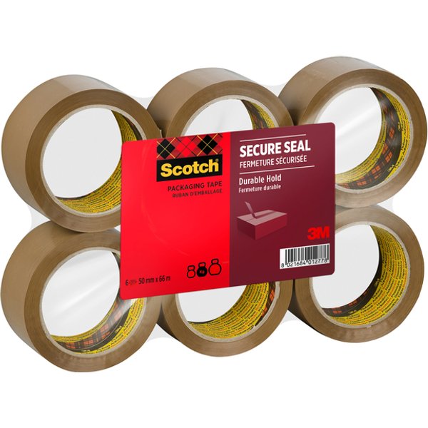 Verpakkingstape Scotch Secure Seal 50mmx66m bruin 6 rollen