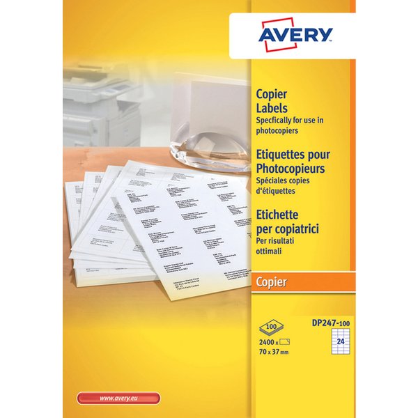 Etiket Avery DP247-100 70x37mm wit 2400 stuks